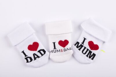 İ Love Mum Dad 3 Piece Socks Girl