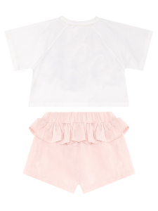 İkiz Ceylan Kız Çocuk Yazlık Crop T-shirt Fırfırlı Şort Takım - 5