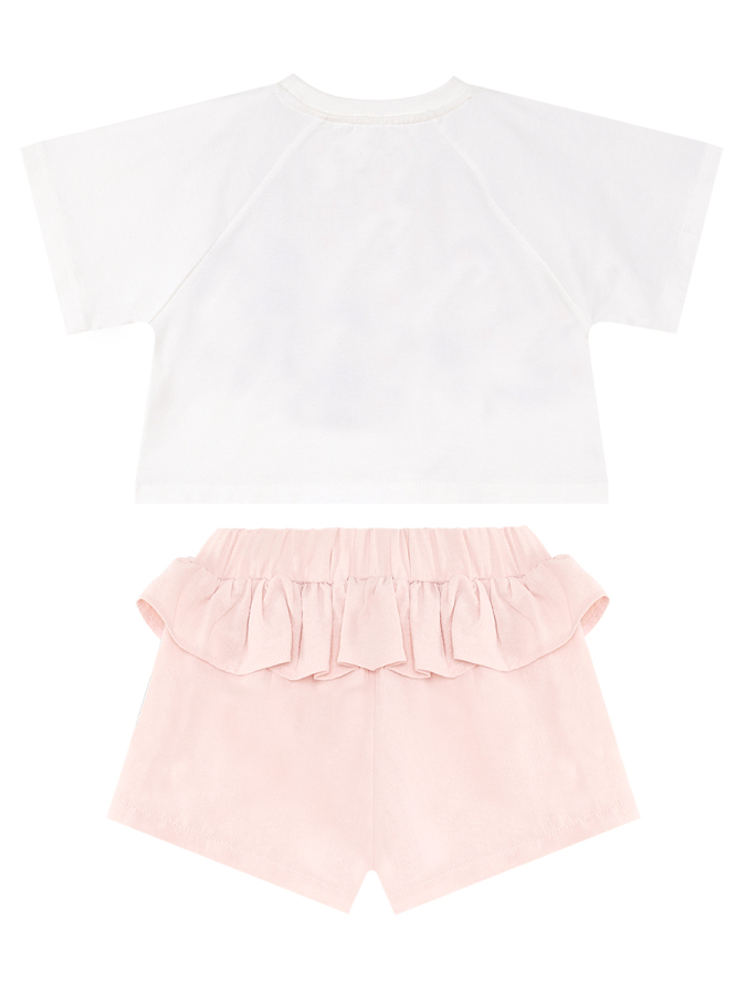 İkiz Ceylan Kız Çocuk Yazlık Crop T-shirt Fırfırlı Şort Takım - 5