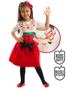 İncili Kız Çocuk Body Tüllü Kırmızı Etek Takım - Denokids