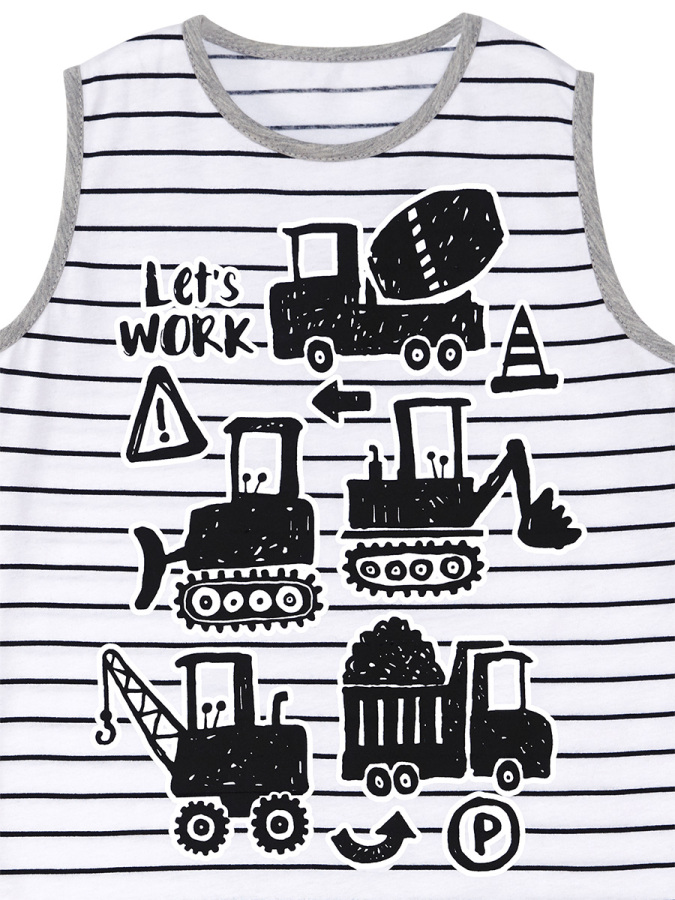 İnşaat Aracı Erkek Çocuk Yazlık Çizgili T-shirt Kapri Şort Takım - 8