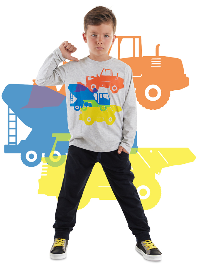 İnşaat Araçları Erkek Çocuk T-shirt Eşofman Altı Takım - 1