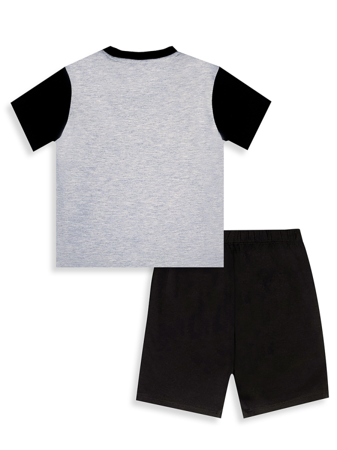 Erkek Çocuk Takım İnşaat Araşları Baskılı T-Shirt Siyah Şort Yazlık Takım - 6