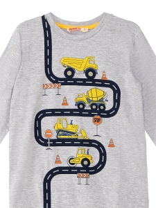 İş Makineleri Erkek Çocuk Uzun Koolu T-shirt Pantolon Takım - 8