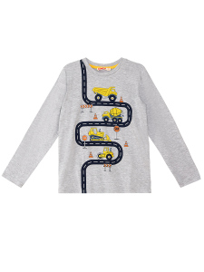 Erkek Çocuk Kışlık İnşaat Araçları Desenli Mavi Uzun Kollu 2 Parça T-Shirt Pantolon Takımı 2-8 Yaş - 5