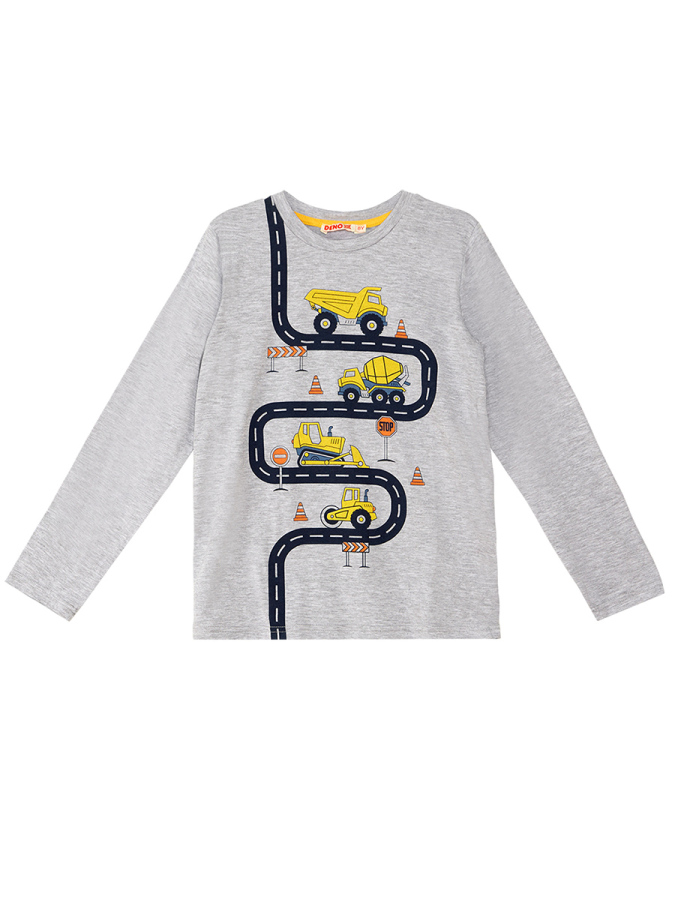 Erkek Çocuk Kışlık İnşaat Araçları Desenli Mavi Uzun Kollu 2 Parça T-Shirt Pantolon Takımı 2-8 Yaş - 5