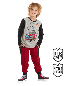 İtfaiye Erkek Çocuk Uzun Kollu T-shirt Pantolon Takım - Denokids