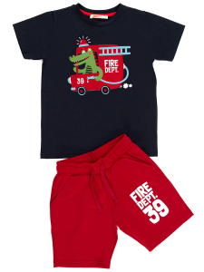 İtfaiyeci Timsah Erkek Çocuk T-Shirt Şort Takım - 3