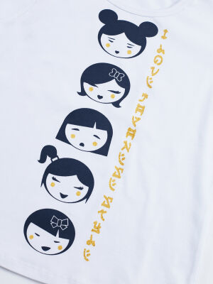 Japon Parçalı Kız Çocuk T-shirt Pantolon Takım - 5
