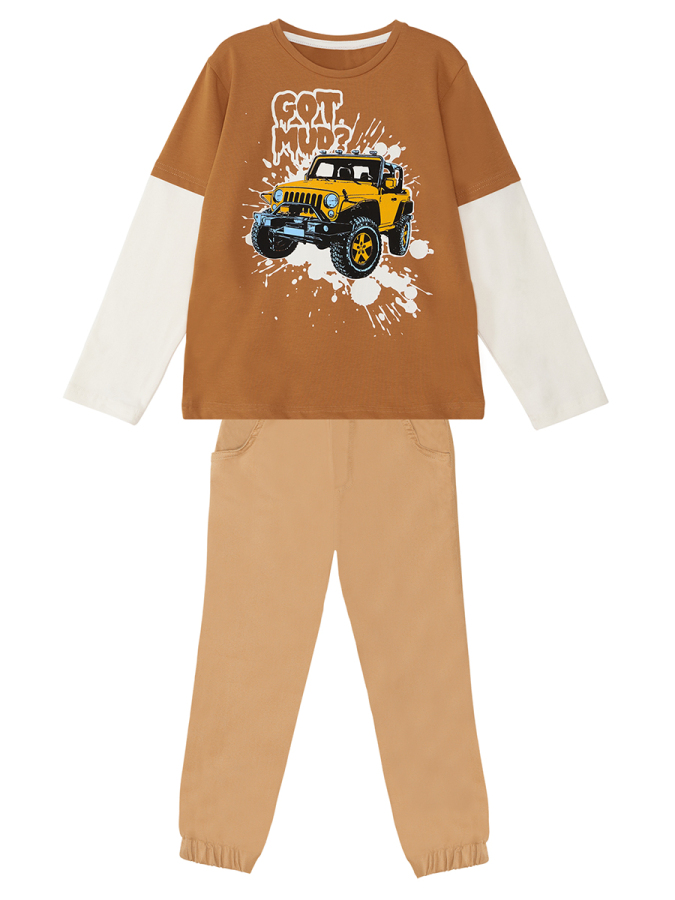 Jeep Arabalı Erkek Çocuk T-shirt Gabardin Pantolon Takım - 12