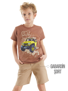 Jeep Mood Erkek Çocuk T-shirt Gabardin Şort Takım - MSHB&G