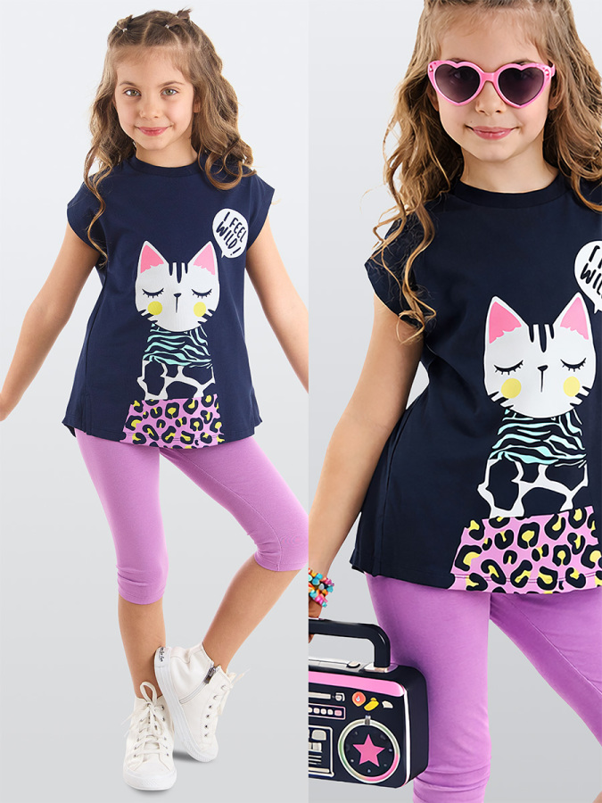 Jungle Cat Girl T-shirt&Leggings Set - 1