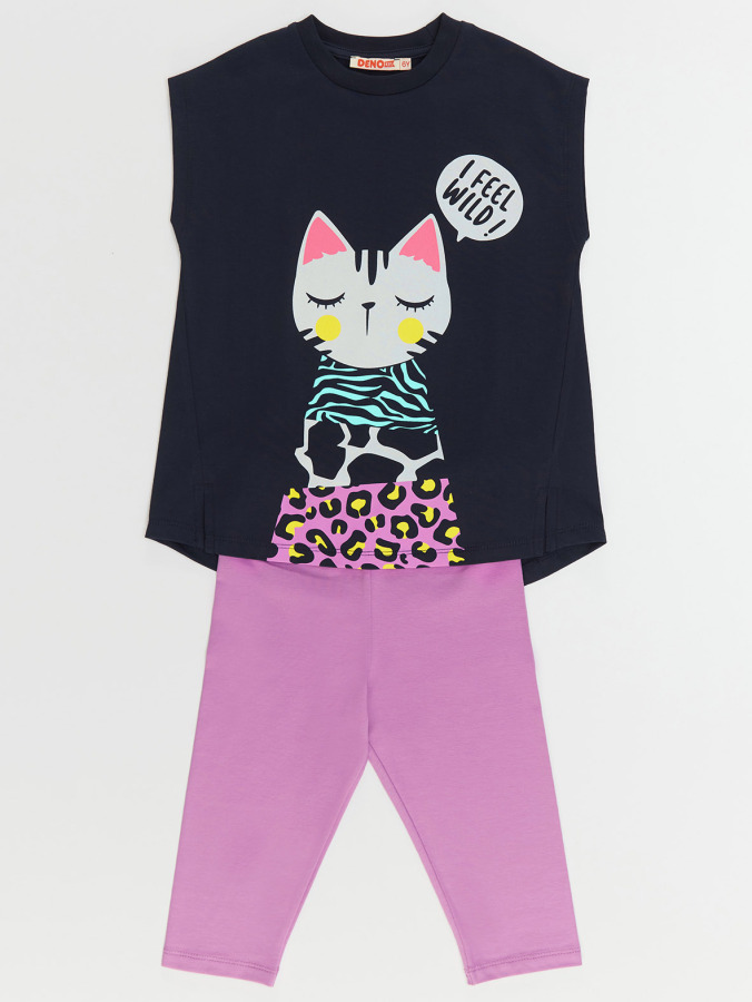 Jungle Cat Girl T-shirt&Leggings Set - 3