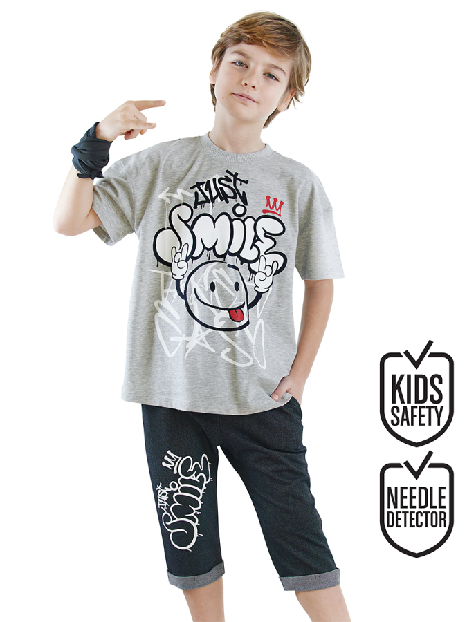 Just Smile Boy T-shirt&Capri Shorts Set - 1