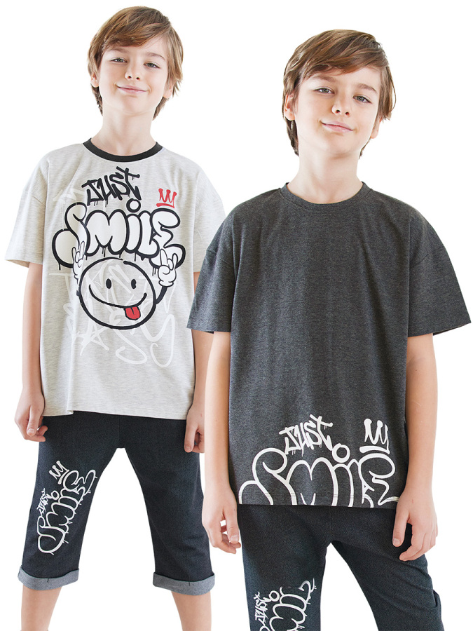 Just Smile Erkek Çocuk 2'li T-shirt Takım - 1