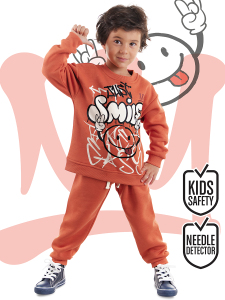Just Smile Erkek Çocuk Kiremit Eşofman Takımı - Denokids