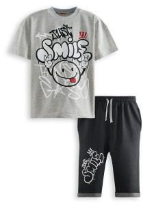 Just Smile Erkek Çocuk T-shirt Kapri Şort Takım - 3