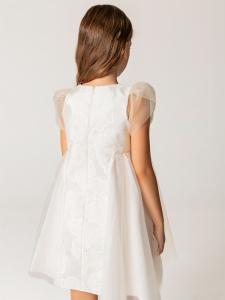 Kabartma Çiçek Desenli Kız Çocuk Elbise - 2