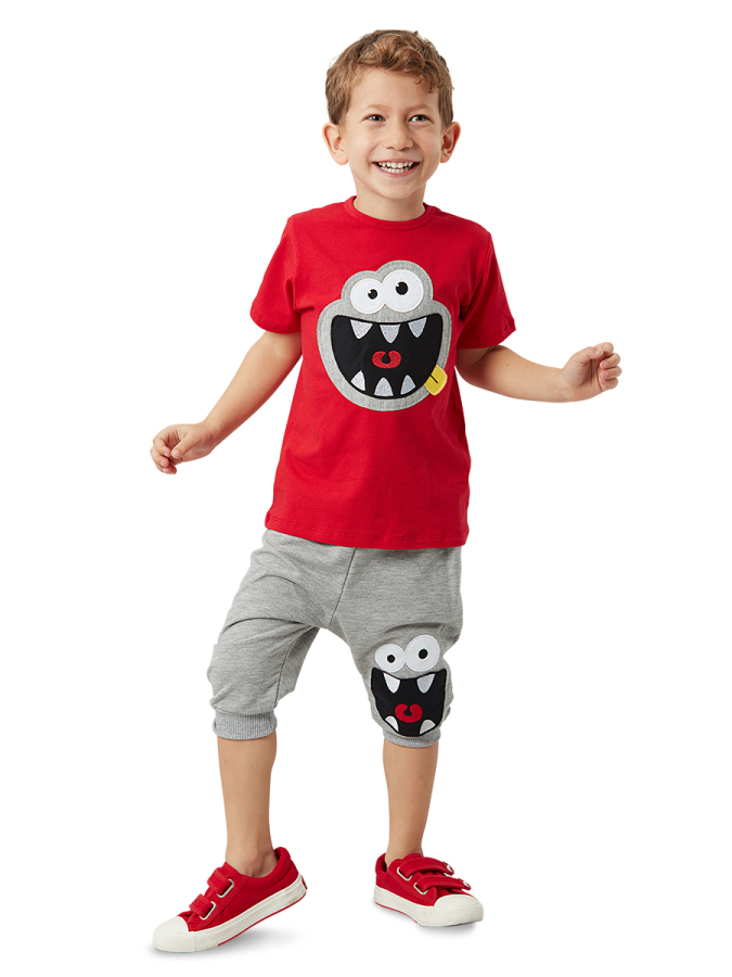 Kahkaha Erkek Çocuk T-shirt Kapri Şort Takım - 1