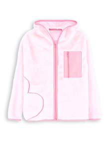 Kalp Cepli Kız Çocuk Pembe Peluş Mont - 3