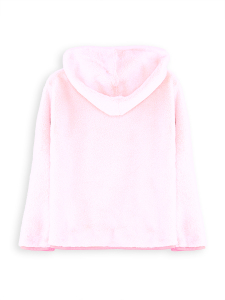 Kalp Cepli Kız Çocuk Pembe Peluş Mont - 4