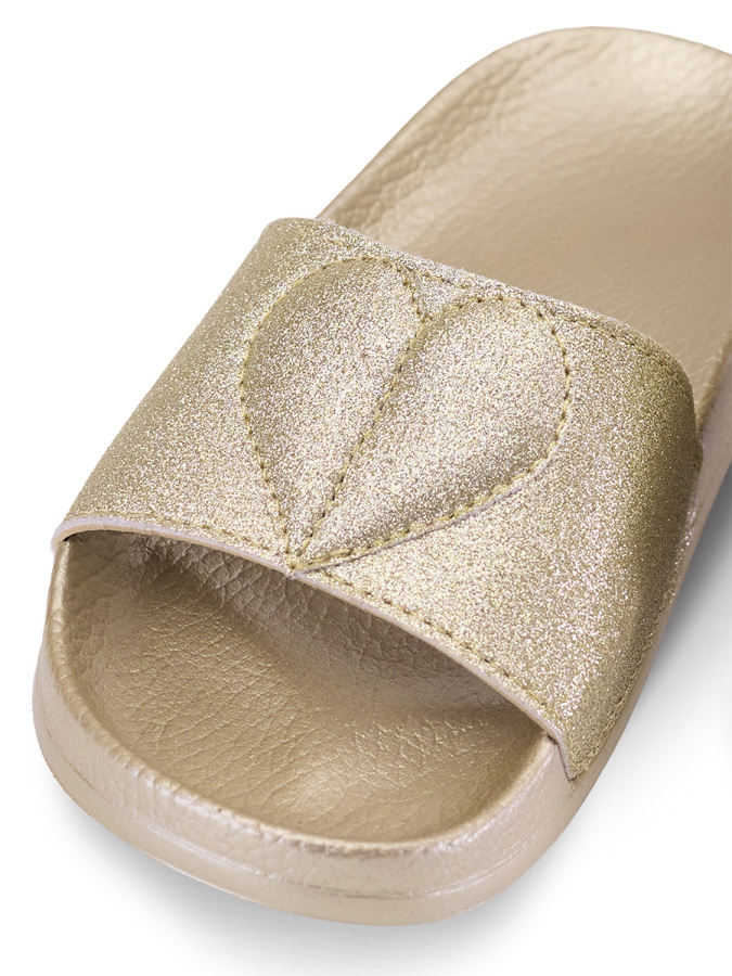 Kız Çocuk Terlik Altın Sim Kalp Plaj Sahil Günlük Terlik - 3