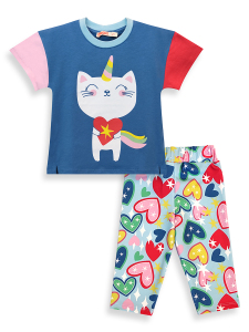 Unicorn Kedi Kız Çocuk İkili Takım Tayt T-shirt İlkbahar Yaz 2-7 Yaş - 5