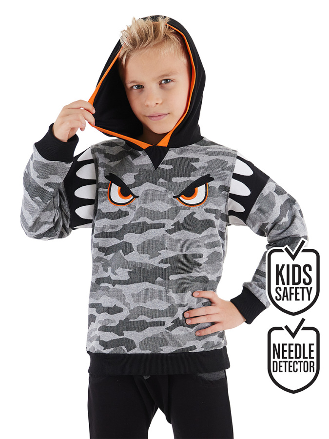 Kamuflaj Kapişonlu Erkek Çocuk Sweatshirt - 1