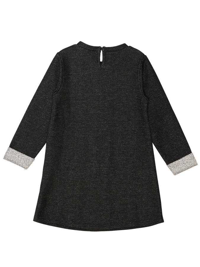 Siyah Kanatlı Unicorn Kız Çocuk Kışlık Elbise - 4