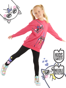 Kanka Kediler Kız Çocuk T-shirt Tayt Takım - Denokids