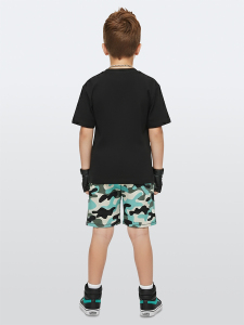 Erkek Çocuk Takım Kaplan Baskılı %100 Pamuk T-Shirt Şort Yazlık Takım - 3