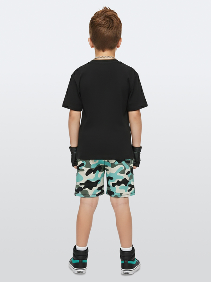 Erkek Çocuk Takım Kaplan Baskılı %100 Pamuk T-Shirt Şort Yazlık Takım - 3