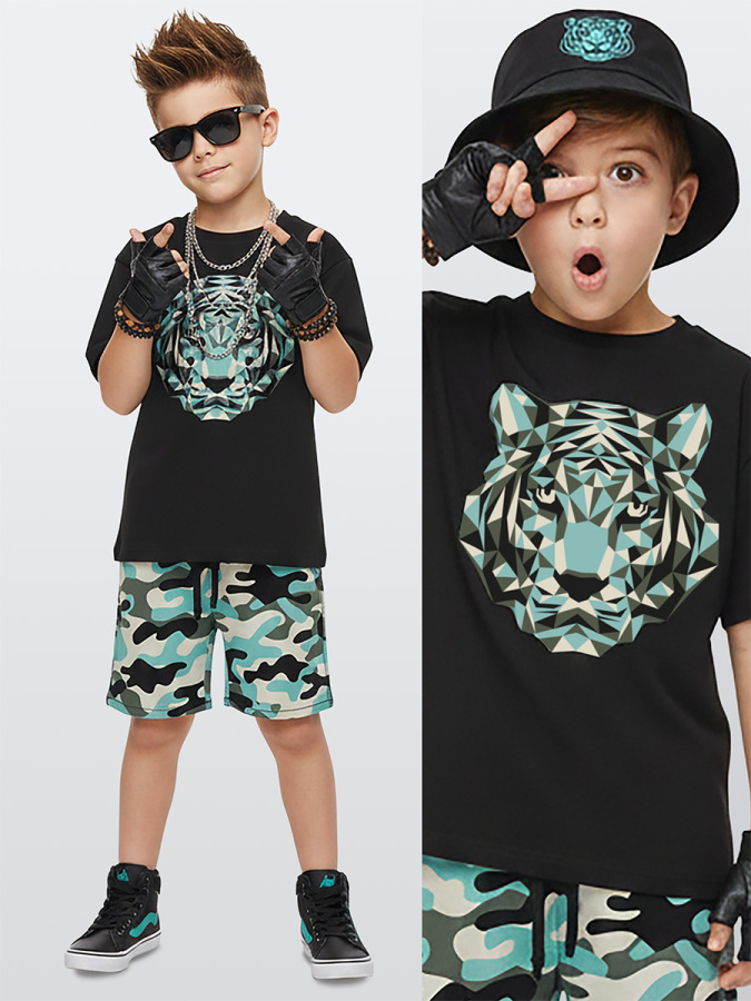 Kaplan Erkek Çocuk T-shirt Şort Takım - 1