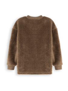 Kaplan Oversize Erkek Çocuk Kahverengi Peluş Sweatshirt - 4