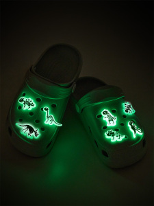 Erkek Çocuk Terlik Cross Bantlı Gri 3D Dinozor Pin Forforlu Gece Parlayan Terlik - 2