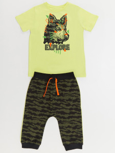 Kaşif Kurt Erkek Çocuk T-shirt Kapri Şort Takım - 4