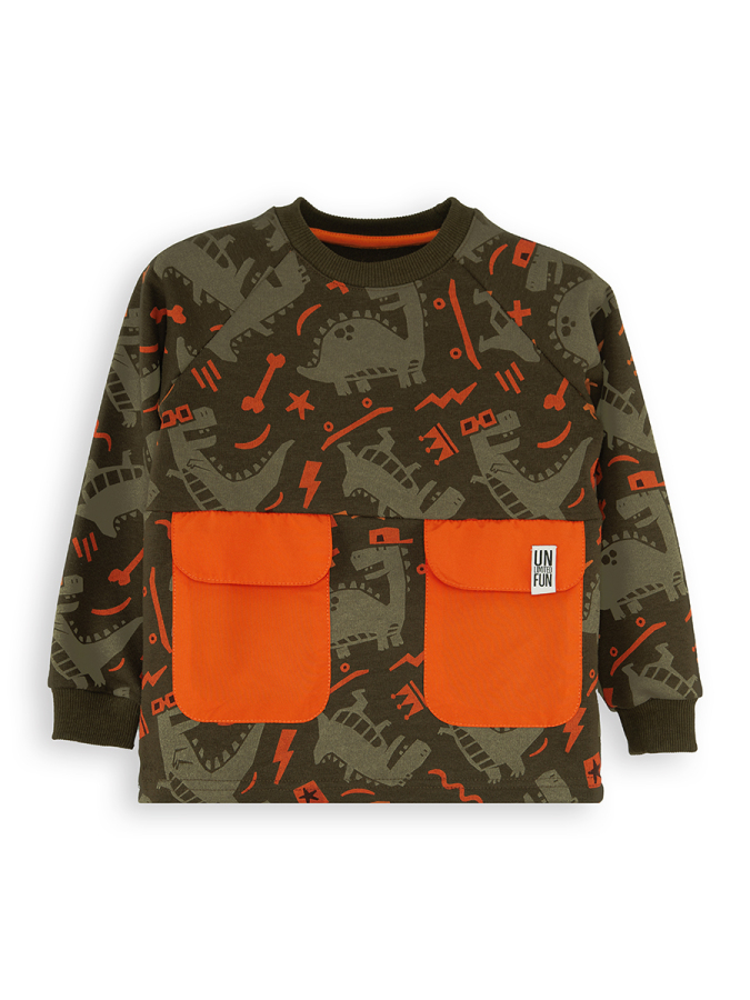 Kaykay Dino Erkek Çocuk Kahverengi Sweatshirt - 3