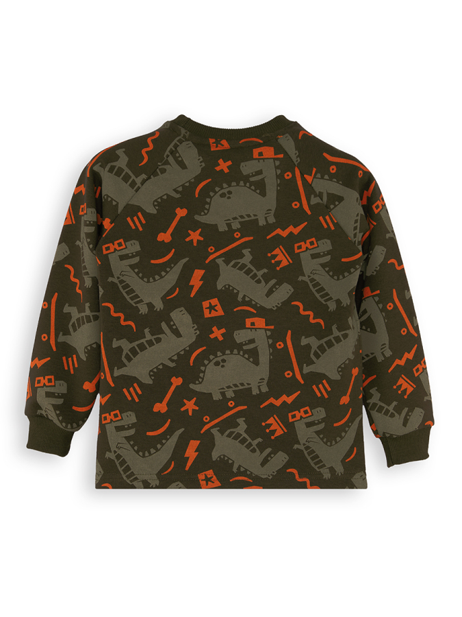 Erkek Çocuk Dinozor Desenli Kahverengi Uzun Kollu Sweatshirt 2-7 Yaş - 4