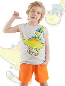 Kaykay Dino Erkek Çocuk Yazlık Kolsuz T-shirt Şort Takım - 1