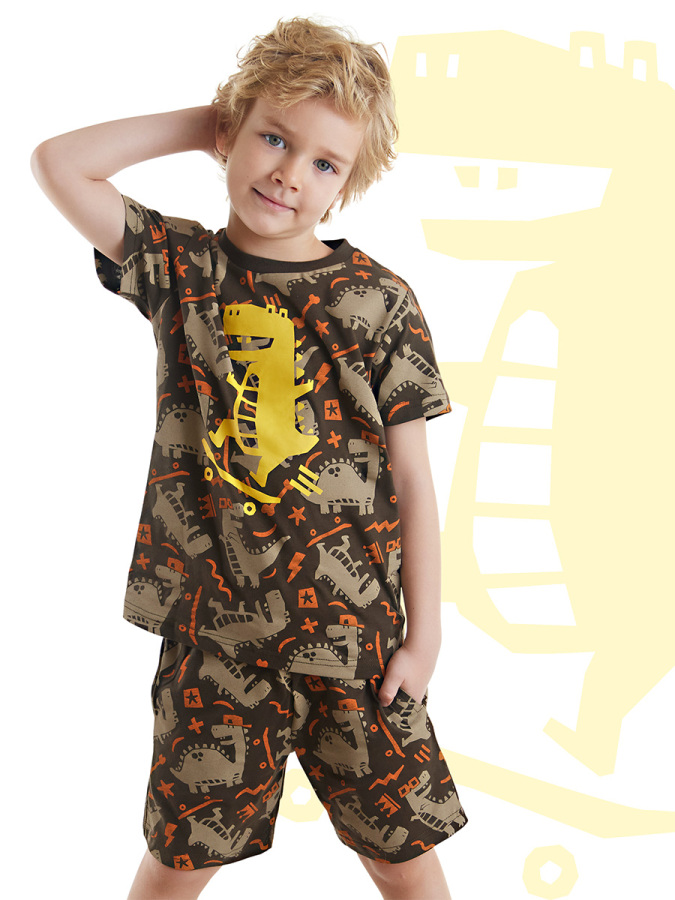 Kaykay Dino Erkek Çocuk Yazlık T-shirt Şort Takım - 1