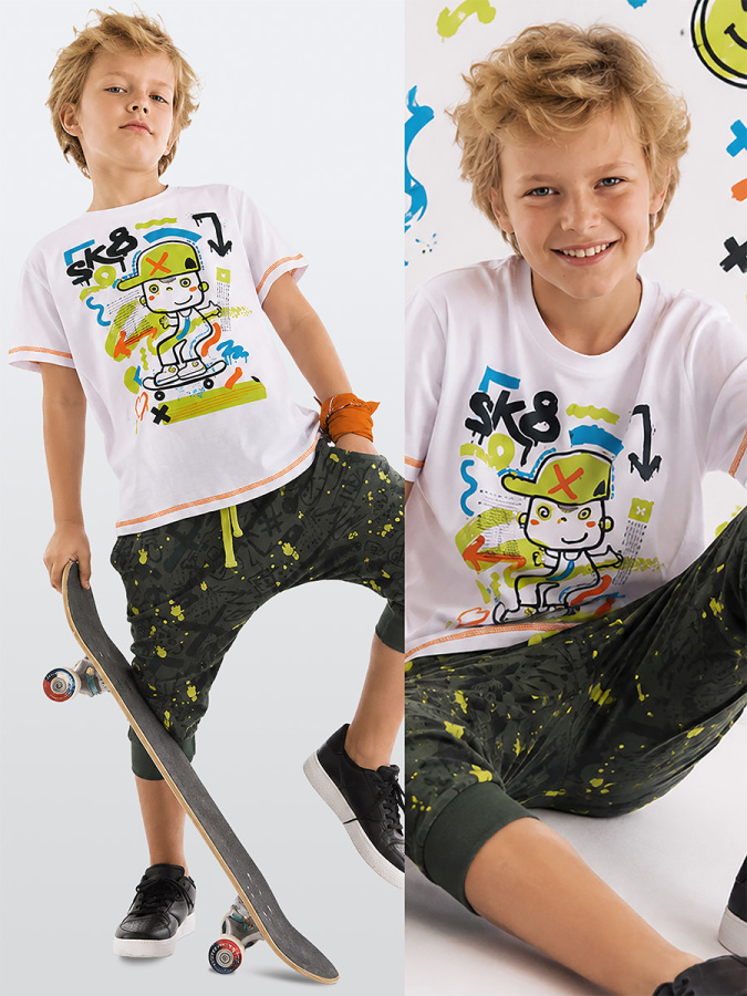 Kaykay Splash Erkek Çocuk Yazlık T-shirt Kapri Takım - 1