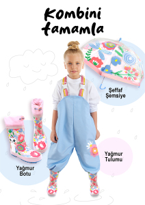 Kedi Çiçekli Kız Çocuk Pembe Yağmur Botu - 3