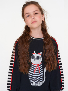 Kedi Desenli Elbise - 2