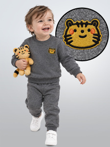 Kedi Erkek Bebek Koyu Gri Eşofman Takım - Denokids