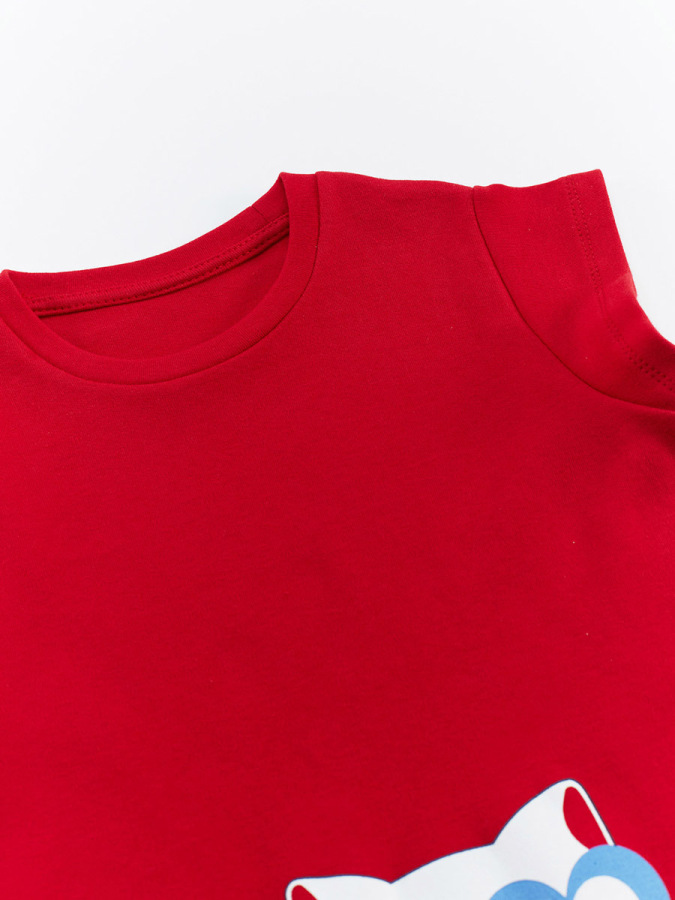 Kedi Fırfırlı Kırmızı Kız Çocuk Yazlık Elbise - 7