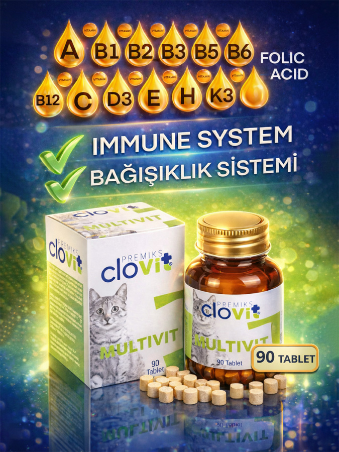 Kedi Multivitamin & Aminoasit Takviyesi – Yavru, Yetişkin, Hamile ve Yaşlı Kediler İçin 90 Tablet - 1