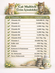 Kedi Multivitamin & Aminoasit Takviyesi – Yavru, Yetişkin, Hamile ve Yaşlı Kediler İçin 90 Tablet - 3