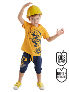 Kepçe Erkek Çocuk T-shirt Kapri Şort Takım - Denokids
