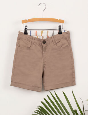 Khaki Flat-Front Boy Shorts
