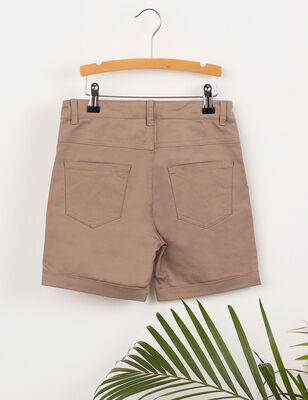 Khaki Flat-Front Boy Shorts